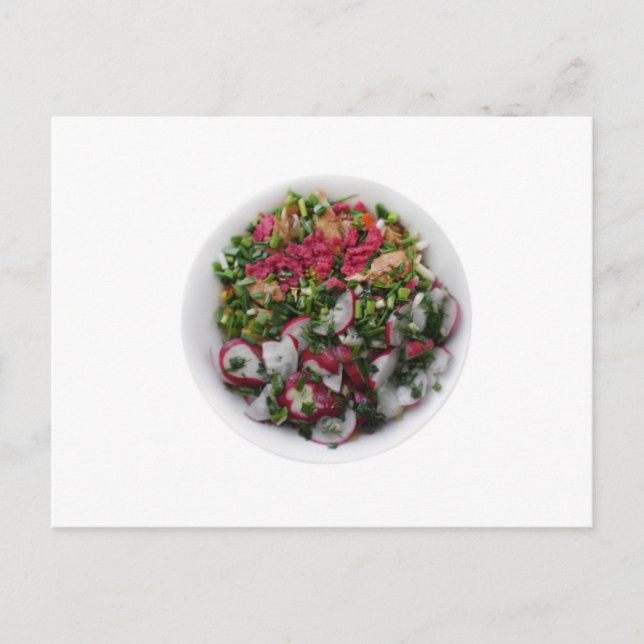 Salad  with radishes and roasted chikens  postcard (Front)