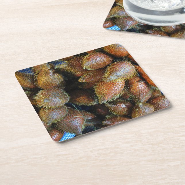 Salak [Snake Fruit] Square Paper Coaster (Angled)