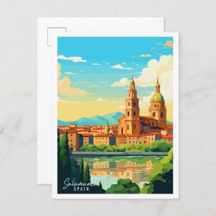 Salamanca Spain vintage travel illustration Postcard