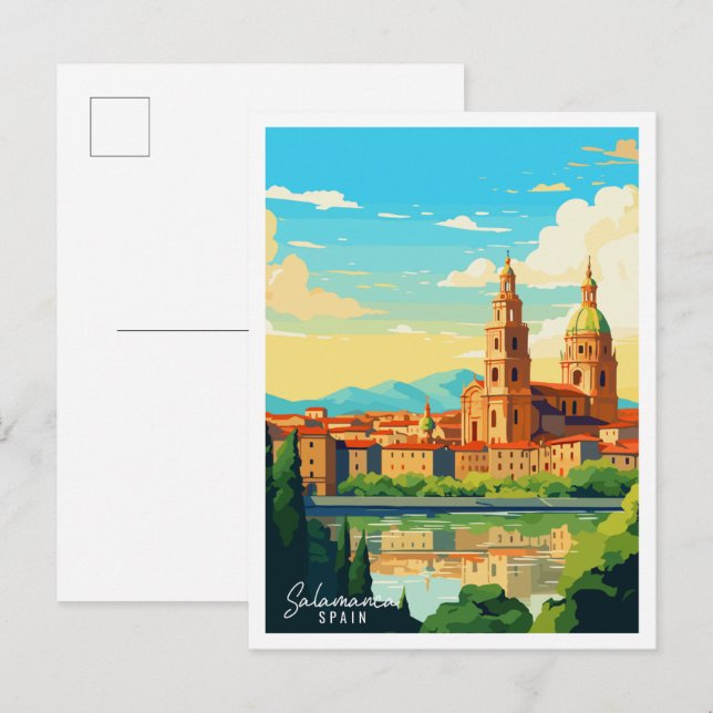 Salamanca Spain vintage travel illustration Postcard (Front/Back)