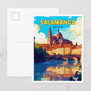 Salamanca Spain vintage travel illustration Postcard