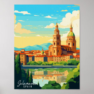 Salamanca Spain vintage travel illustration Poster
