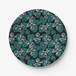 Salamander and Green Leaf Pattern Paper Plate