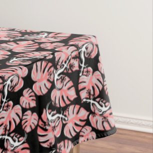 Salamander And Pink Leaves Repeating Pattern Tablecloth