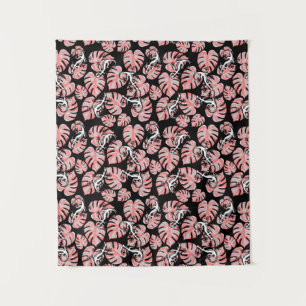 Salamander And Pink Leaves Repeating Pattern Tapestry
