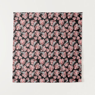 Salamander And Pink Leaves Repeating Pattern Tapestry
