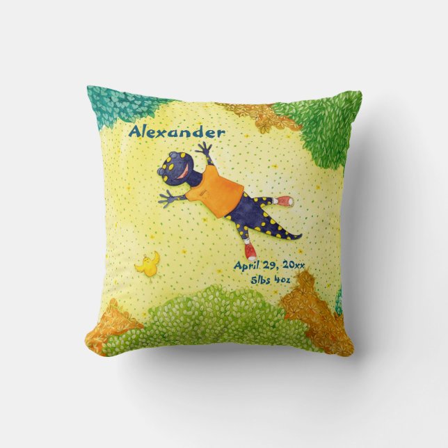 Salamander Baby Birth Time Date Personalised Cushion (Front)