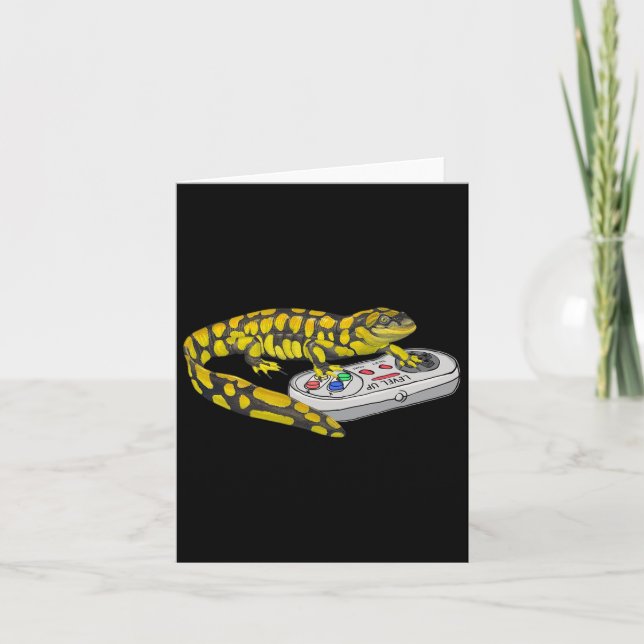 Salamander Playing Video Game Salamanders Gamers  Card (Front)