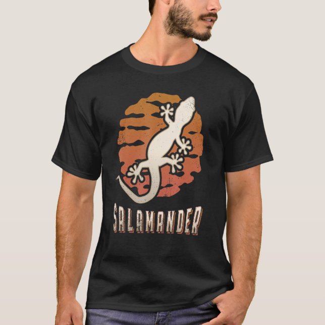 Salamander Vintage Retro Classic Animal Sunset T-Shirt (Front)