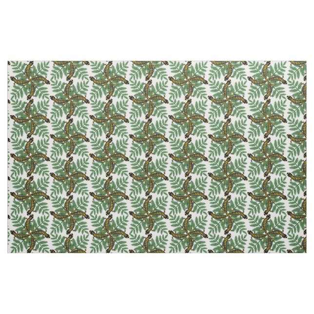 Salamanders and Fern leaves forest Patterned Fabric (Fat Quarter)