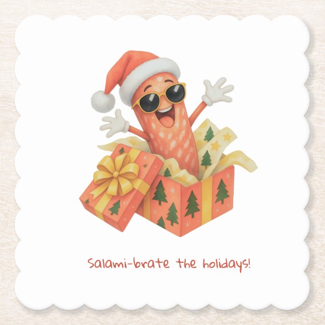 salami-brate the holidays! paper coaster (Front)