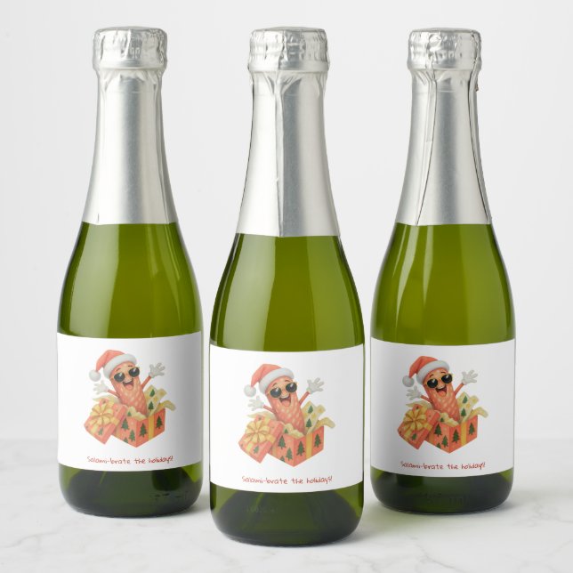 salami-brate the holidays! sparkling wine label (Bottles)