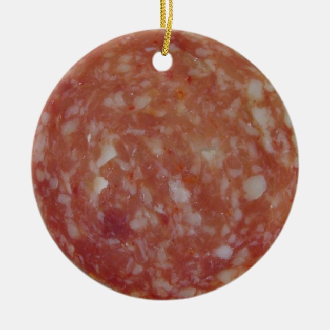 Salami Slice Ceramic Tree Decoration (Front)