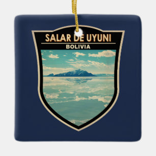 Salar de Uyuni Bolivia Travel Art Badge Ceramic Ornament