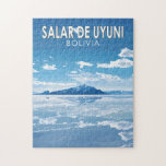 Salar de Uyuni Bolivia Travel Art Vintage Jigsaw Puzzle<br><div class="desc">Salar de Uyuni in a vector art style. Salar de Uyuni,  amid the Andes in southwest Bolivia,  is the world’s largest salt flat.</div>