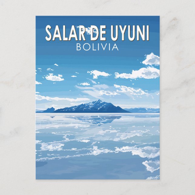 Salar de Uyuni Bolivia Travel Art Vintage Postcard (Front)
