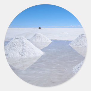 Salar de Uyuni salt flats round sticker