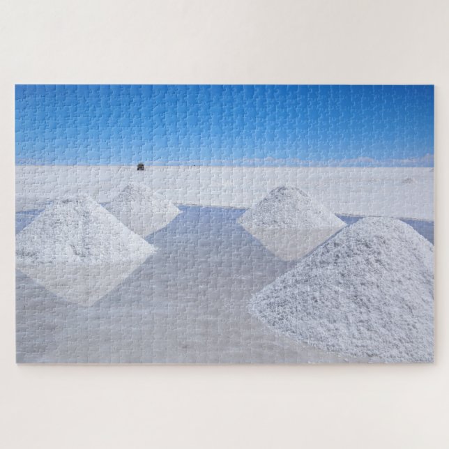 Salar de Uyuni salt flats with salt piles Jigsaw Puzzle (Horizontal)