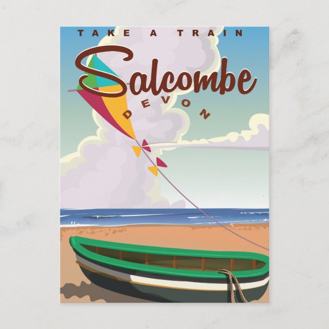 Salcombe, Devon Vintage Travel Poster Postcard (Front)
