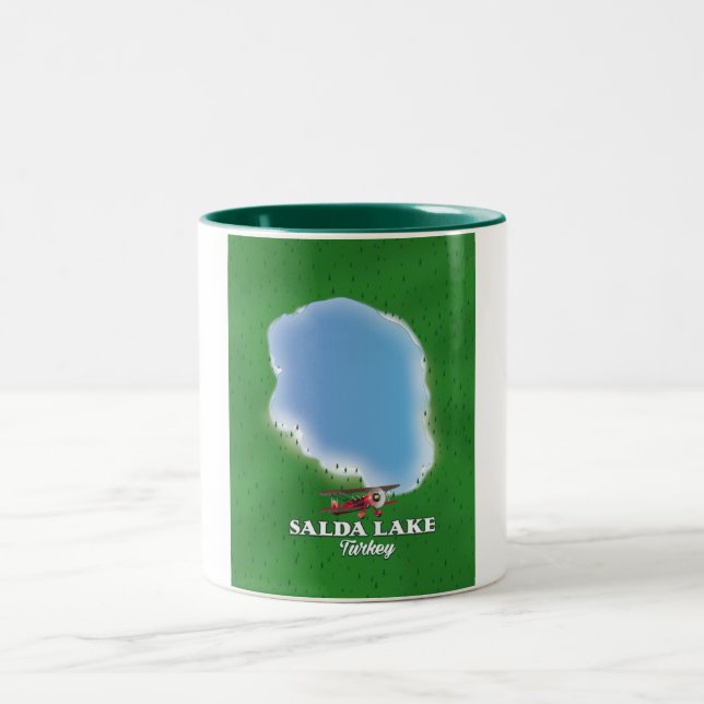 Salda Lake Turkey map Two-Tone Coffee Mug (Center)