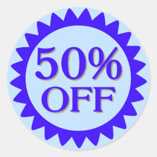 Sale 50 percent off blues circle stickers