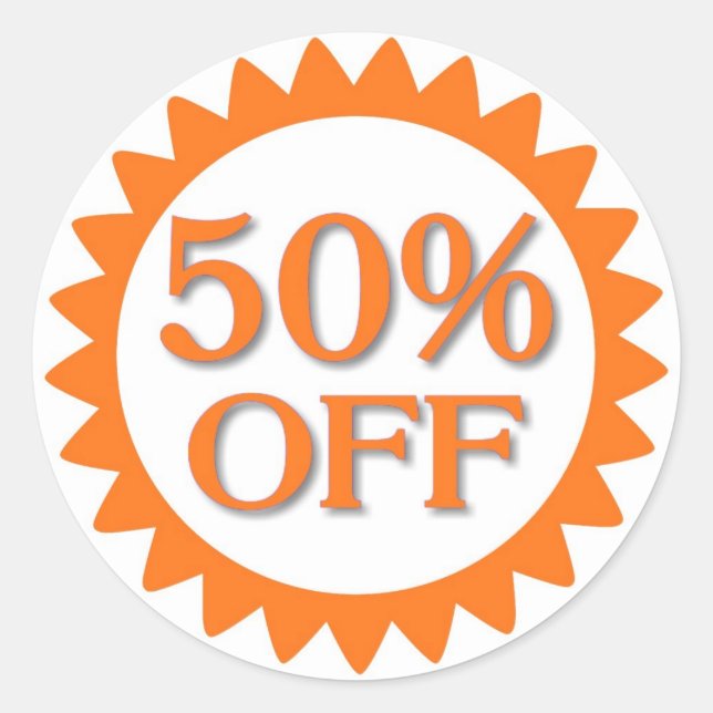 Sale 50 percent off orange circle stickers (Front)