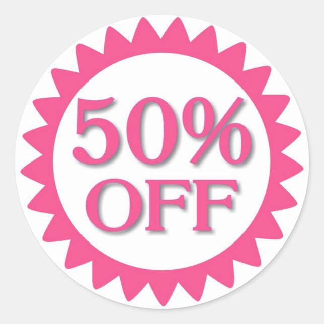 Sale 50 percent off pink circle stickers (Front)
