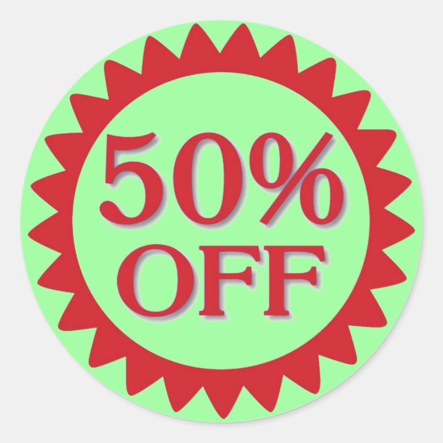 Sale 50 percent off red green circle stickers (Front)