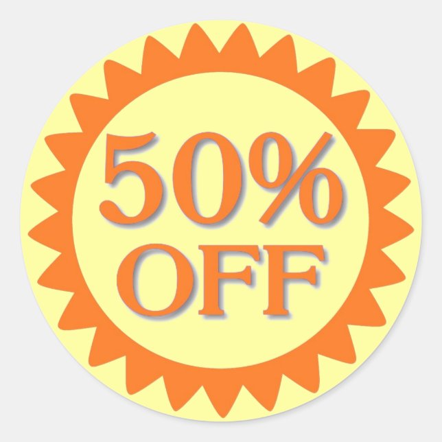 Sale 50 percent off yellow orange circle stickers (Front)