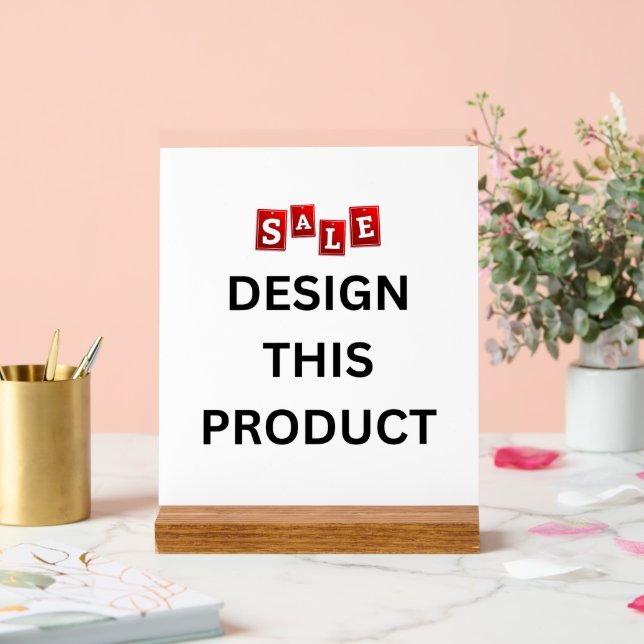 SALE! Acrylic Sign 8" x 10" - w/ Wood Stand (Wedding)