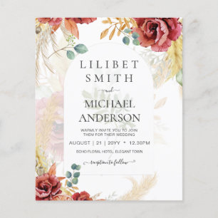 SALE! Boho Burgundy Gold Floral Country Barn Farm Flyer