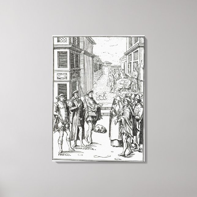 Sale by Town Crier, after a woodcut in 'Praxis Rer Canvas Print (Front)