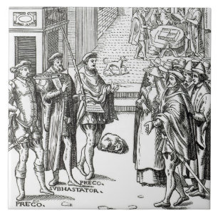 Sale by Town Crier, after a woodcut in 'Praxis Rer Tile