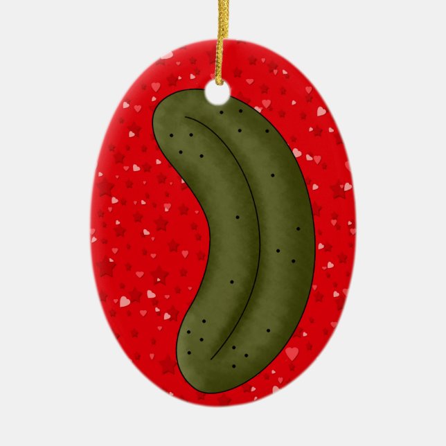 SALE Christmas Pickle Legend Ceramic Tree Decoration (Front)