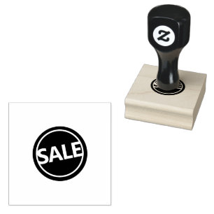 SALE Circle Logo Printed Wooden Handle Jet Black  Rubber Stamp