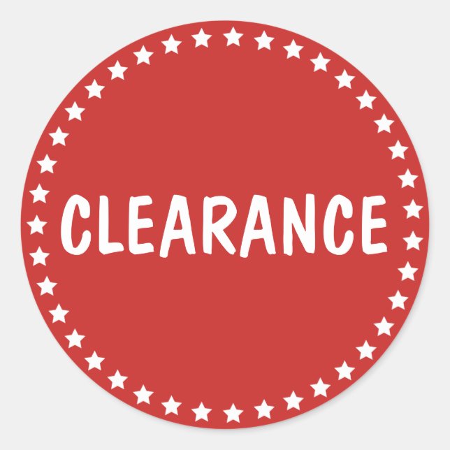 Sale Clearance Retail White Stars Classic Round Sticker (Front)