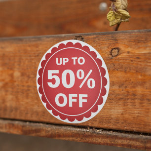 Sale Discount Percentage Promotional Red Offer Classic Round Sticker