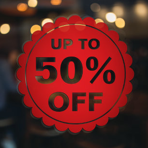 Sale Discount Percentage Promotional Red Offer Window Cling