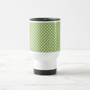 SALE - Kiwi Green Polka Dot Retro Travel Mug