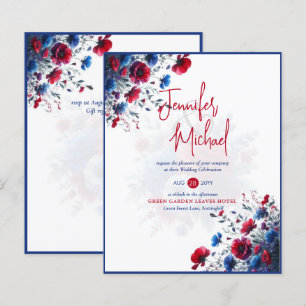 SALE! Red Blue Purple Floral Wedding