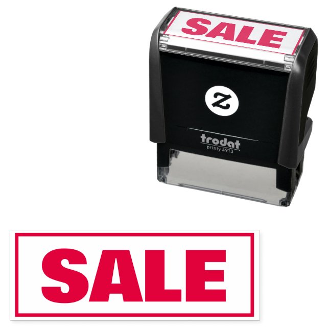 SALE red self-inking rubber stamp for shops (In Situ)