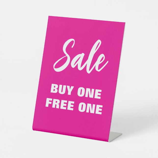Sale Sign, Buy One Free One Sign, Pink Sale Sign (Front)
