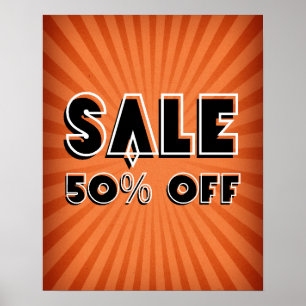 Sale Sign, Retro 50% Off Sale Sign, Boutique Sale Poster