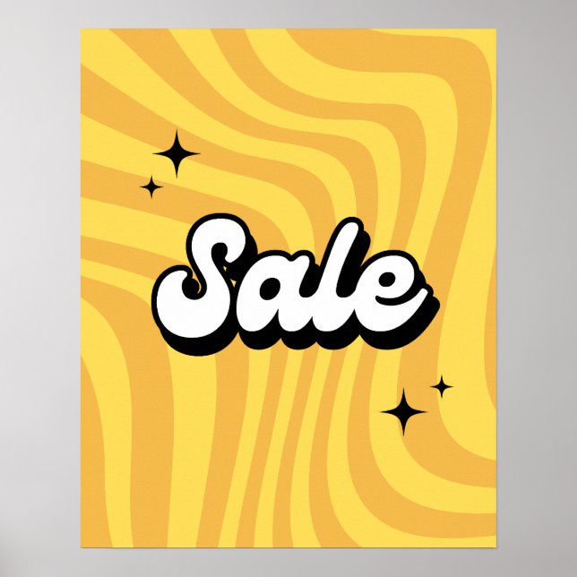 Sale Sign, Retro Sale Sign, Yellow Boutique Sale Poster (Front)