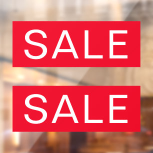 Sale sign white red window cling