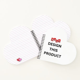SALE! Spiral Notebook Heart - Black Spiral - Lined