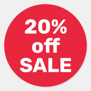 Sale Sticker 20% OFF – Modern Red & White Simple 