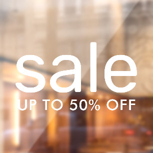 Sale up to 50% custom text white transparent window cling