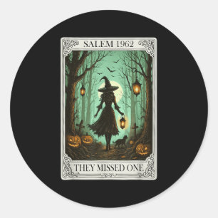 Salem 1692 Halloween Witch They Missed One Tarot C Classic Round Sticker
