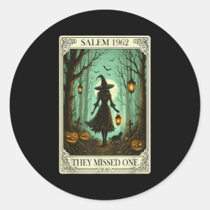 Salem 1692 Halloween Witch They Missed One Tarot C Classic Round Sticker